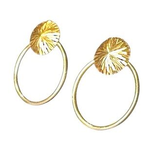 Vtg Signed CJI Andrea Candela 18k Gold Starburst with Hoop Earrings 0.75” 1.22g